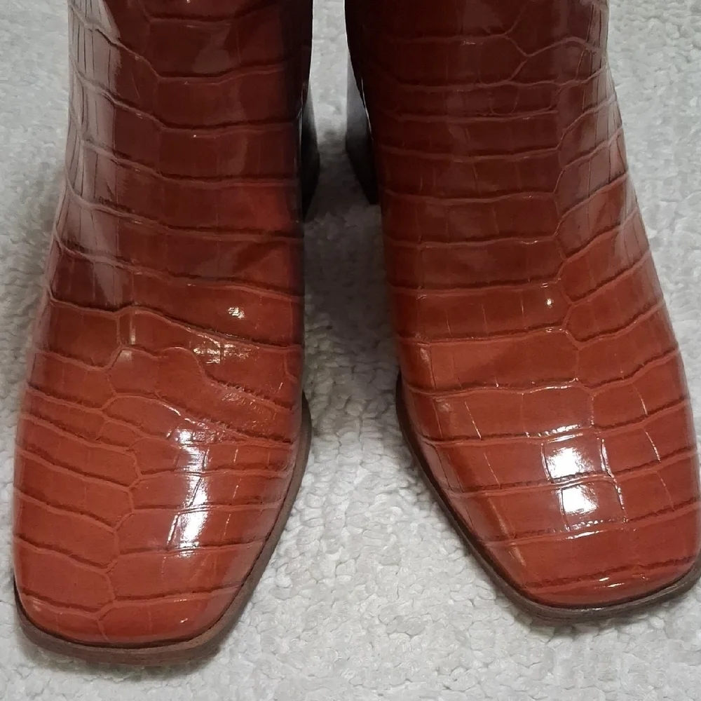 Sam Edelman  Croc-Embossed Ankle Booties